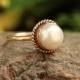 18k Gold Pearl Ring - Wedding Ring - Engagement Ring  - Anniversary Ring - Pearl Promise Ring - Gift for her