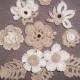 Flowers Lace Decoration, 10 pc. Irish Crochet Ivory Trim for Dress Ideas for Creativity Craft Supplies - $15.55 USD