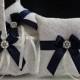 Navy Blue Flower Girl Baskets   Navy Blue Wedding Pillow  Navy Wedding Baskets  Navy Ring Bearer Pillow with Lace  Lace Petals Baskets