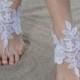 White Beach wedding Barefoot Sandals White Lace Barefoot Sandals, Lace Barefoot Sandals, Bridal Lace Shoes,Foot Jewelry Bridesmaid Sandals, - $28.90 USD