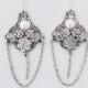 Silver Bridal Earrings Chandelier Earrings Wedding Jewelry for Bridesmaids Earring Sets 4, 5, 6, 7, 8, 9, 10, 11, 12 Large Statement Gatsby - $44.00 USD