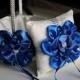 Ivory Royal Blue Wedding Baske and Ring Pillow  Blue Wedding Accessories Set  Basket Pillow Set  Cobalt Royal Blue Flower Girl Basket Bearer Pillow