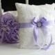 Violet Ring Bearer Pillow  Violet Flower Girl Basket  Light Purple Bearer Pillow  Lilac Wedding Basket  Violet Wedding Pillow Basket Set