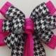 Pink Black Houndstooth Wedding Aisle Bow Hot Pink Black Houndstooth Decoration Bow Wreath Bow Party Decorative Bow Packaging Gift Bow