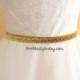 Skinny Gold Gltter Elastic Lace Belt, Bridal gold belt , Bridesmaid Gold Belt,Flower Girl Belt, Elastic Belt