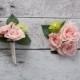 Wedding Boutonniere and Corsage Set - Blush Pink Rose and Hops Boutonniere and Corsage