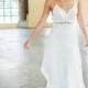 Lace Wedding Dress, Chiffon boho v-neck Cross straps, cut out waistband,  Low Back Cotton Lace  BOHO eco wedding dress