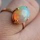 18K yellow gold ring - Opal engagement ring - Anniverary gift - October birthstone ring - Prong ring - Gift for her