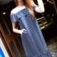Cool sea breezes one shoulder line cropped wavy blue and white stripes and comfortable dresses, chiffon dress 8686 - Bonny YZOZO Boutique Store