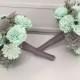 Navy, Mint, Gray Wedding Bouquet made with sola flowers - choose colors - bridal bouquet - Alternative bouquet - bridesmaids bouquet