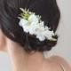 Ivory Flower Comb- Bridal floral comb- Winter Wedding Headpiece - Bridal Comb- Romantic Hair Accessory