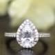 2.75 ct.tw Halo Engagement Ring-Pear Cut Diamond Simulant-Bridal Ring-Promise Ring-Anniversary Ring-Sterling Silver [4952-1]