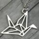 Origami Crane Necklace - Origami Necklace - Bridesmaid gift - Valentines Day - Gifts for Her - Origami - Crane - Bird Necklace - Wedding