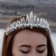 Mermaid Wedding Crystal Crown, Pearl Bridal Diadem, Quartz Crystal Tiara