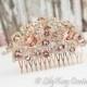 Blush Bridal Comb Wedding Hair Comb Pink Bridal Comb Bridal Jewelry Blush Pink Rose Gold Comb Blush Pink Rose Peigne Mariee Mariage Cheveux