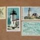 Lighthouses and Windmills .. Unused Vintage Postage Stamps .. Enough to mail 5 letters, Nautical themed stamps, wedding invitations, mail.