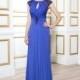 Fashion Sheath/Column Scoop Cap Sleeves Beaded and Ruched Floor-length Chiffon Mother of Bride Dress - dressosity.com
