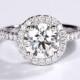 1.25ct Forever one  Moissanite Engagement ring White gold Art deco Diamond wedding band Gemstone Promise Bridal Ring Halo Anniversary gift