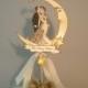 Crescent Moon Wedding Cake Topper, Great Gatsby Book Themed, Gold Glitter Outline