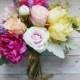 Wedding Bouquet, Silk Bouquet, Colorful Wedding Bouquet, Asymmetrical, Hand-Tied Bouquet