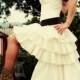 Steampunk Wedding Dress Ruffles Mini Front Boned Corset Organza Victorian Bridal Gown