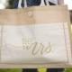 The Mrs. tote bag. Bride gift.beach bag. Honeymoon beach bag. Bridal shower gift. Bachelorette party tote bags. Bachelorette beach bag