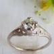 White Gold Engagement Ring Custom, Art Deco Ribbon and Bow C&S