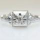 SALE - Vintage Late Edwardian Style Diamond Engagement Ring 18k White Gold