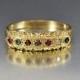Antique Victorian REGARDS Acrostic Ring, English 9K Gold Antique Ring, Ruby Emerald Garnet Sapphire Diamond Gemstone Ring, Love Token