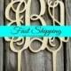 6" Wooden Monogram Cake Topper - Unfinished Wood Monogram - Custom Monogram Cake Topper - Wedding Cake Decor - Wood Letters