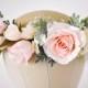 Blush flower crown Blush pink and ivory flower crown with greenery Wedding floral crown Pink floral crown Wedding hair wreath Bridal veil