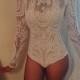 DO NOT BUY Unless You Read Description !!! Nude Spandex Bodysuit To Go Under Lace Embroidery Bodysuit