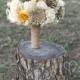 Rustic Yellow Brown & Ivory Sola Bouquet, Sola Flower Bouquet, Yellow Bouquet, Bridal Bouquet, Wedding Bouquet, Burlap Bouquet, Fall Bouquet