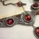Ruby Red Victorian Necklace, Renaissance Wedding, Medieval Jewelry, Bridal Jewelry, Tudor, Ren Faire Costume, Bridesmaid, Ready to Ship