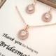 Rose Gold Bridesmaid Earrings and Necklace set, Message Gift Box #2