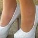 Rhinestone Heels Prom Wedding Shoes Crystal Platforms Silver Glitter Rhinestone Bridal Shoes