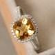 Citrine ring, cushion cut, yellow gemstone, engagement ring