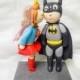 Superwoman and Batman Wedding Cake Topper with Stand/Customizable