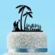 Rustic Wedding Cake Topper-Beach Wedding Silhouette Cake Topper-Mr and Mrs Cake Topper with Last Name-Palm Tree Cake Topper-Custom Topper