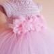 tutu dress, pink and lavender tutu dress, wedding dress, flower girl dress, bridesmaid dress,crochet dress, baptism dress,crochet yoke dress
