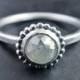 Rose Cut Champaign Diamond Engagement Ring - Sterling Silver Diamond Ring - Diamond Solitaire Ring - Minimalist Engagement Ring - Boho Ring