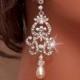 NICOLA - Vintage Inspired Rhinestone And Swarovski Pearl Bridal Chandelier Earrings In Silver