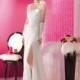 Simple A-line Halter Hand Made Flowers Side Slit Floor-length Chiffon Wedding Dresses - Dressesular.com