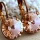 Blush Earrings, Bridesmaids Blush Earrings, Blush Bridal Earrings,Vintage Crystal Earrings, Gift for her, Blush Pink Swarovski Earrings