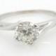 Vintage 14k White Gold 0.99 Carat H-Si1 Round Brilliant Old Mine Cut Solitaire Engagement Ring; sku # 1543