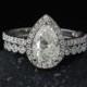 Forever One Moissanite Teardrop Ring - Engagement Ring - Diamond Wedding Band