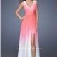 Electric Pink La Femme 19752 - High Slit Sheer Dress - Customize Your Prom Dress