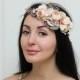 Blush pink beige eucalyptus wedding flower crown  Bridal headpiece Flower halo Floral crown Flower hair wreath Girl flower crown