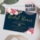 Bridal Shower Invitation, Floral Wedding Shower, Navy And Blush, Wedding Peonies, Boho Bridal Shower Invites, 5x7,  PDF, SKU# IDWS502_3513C