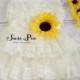 Rustic Sunflower Flower Girl Dress-Sunflower Sash and Headband Lace Flower Girl Dress-Cowboy Girl Outfit.Flower Girl Gift